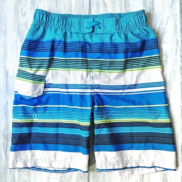 Striped Swim Trunks Mesh-Lined Board Short Boys M8 - Picture 2 of 10